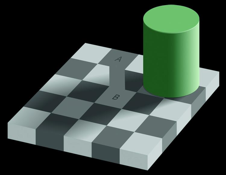 Ilusão de tabuleiro de xadrez (por Edward H. Adelson)